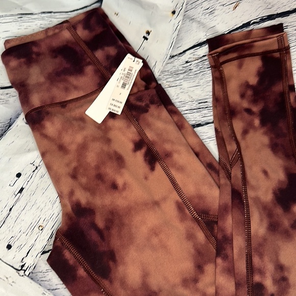 NWT VS VICTORIAS SECRET TIE DYE BROWN BURGUNDY LEGGINGS HIGH WAIST POCKETS 2 XS - Picture 5 of 10